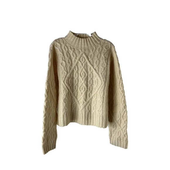 VTG Y2K Hand Knit Chunky Wool Cable Knit Fisherman Sweater - Picture 1 of 6